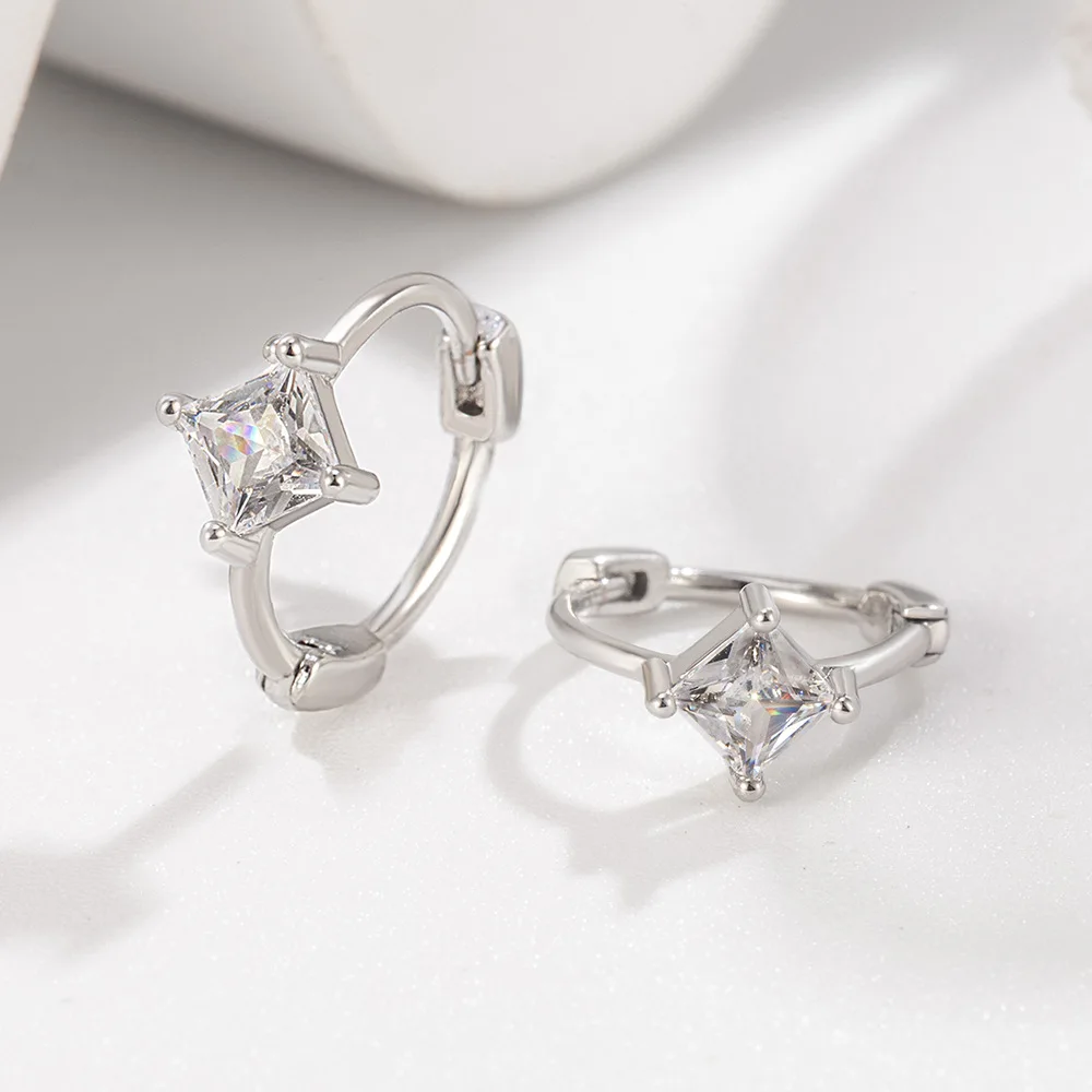 

Серьги из стерлингового серебра 925 пробы, геометрические квадратные серьги с цирконами, женские модные простые ювелирные изделия на день рождения, свадьбу, годовщину, подарок