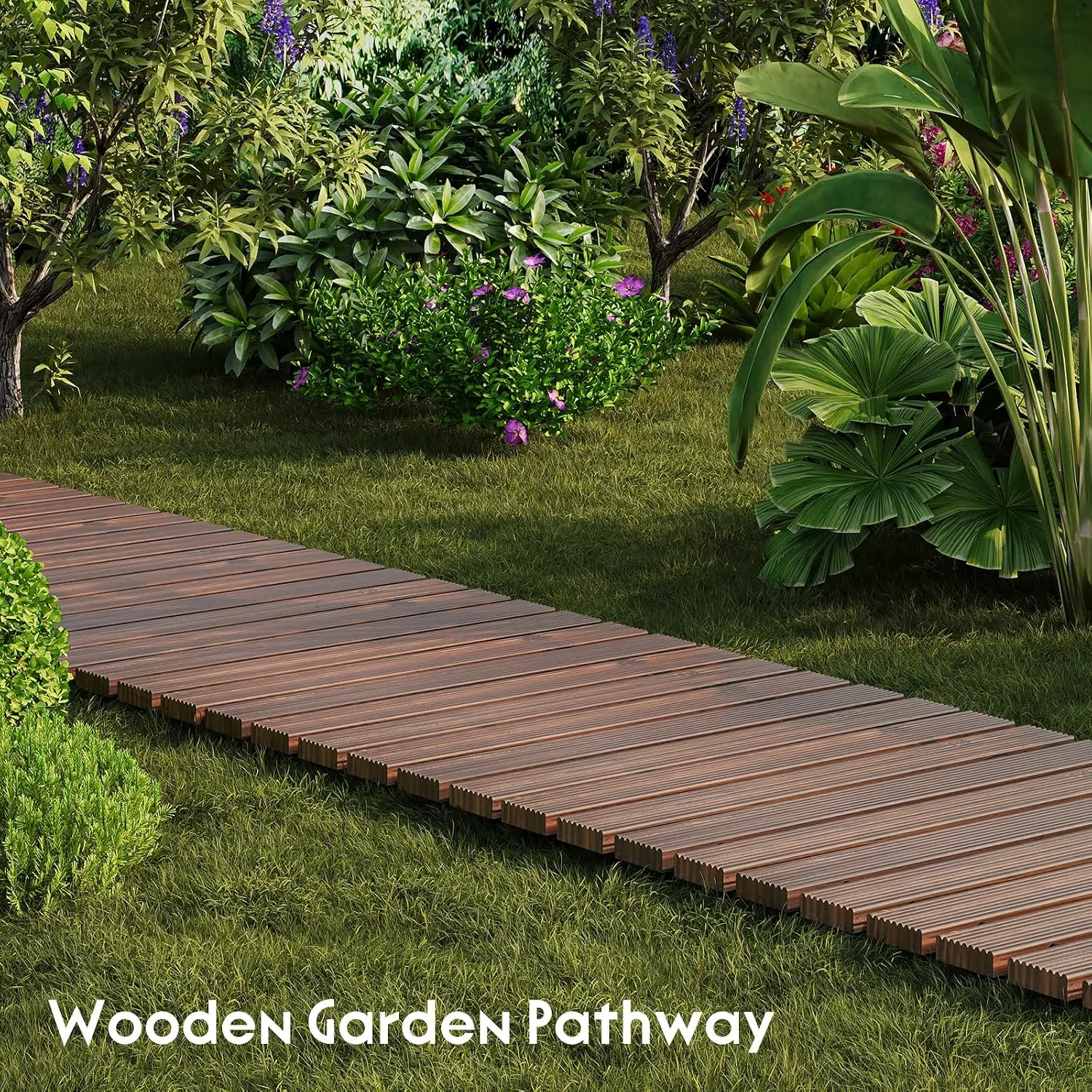 Roll Out Pathway Carbonized Wooden Garden Walkway 24 FT