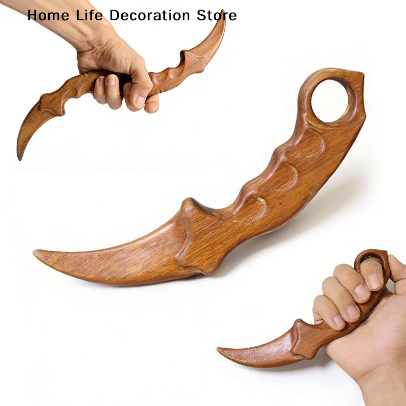 Goldenes Sandelholz-Klauenmesser, Holzspielzeug-Messer, geschnitztes Messer, Ornament, Kunst, Übung, Performance-Training, Heimdekoration, 1/2 Stück