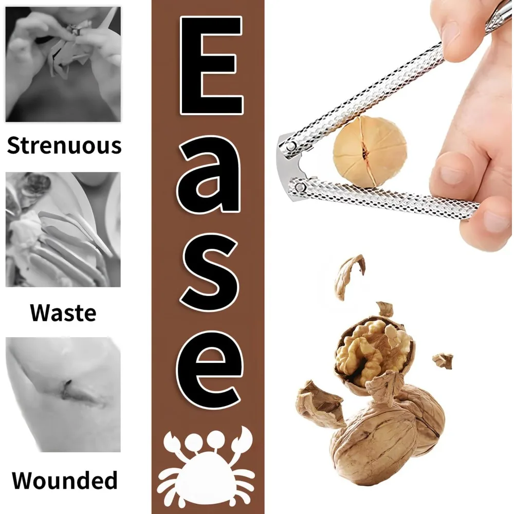 Heavy Duty Nut Cracker for Walnuts, Pecans, Shellfish - Stainless Steel, Easy Grip view 4