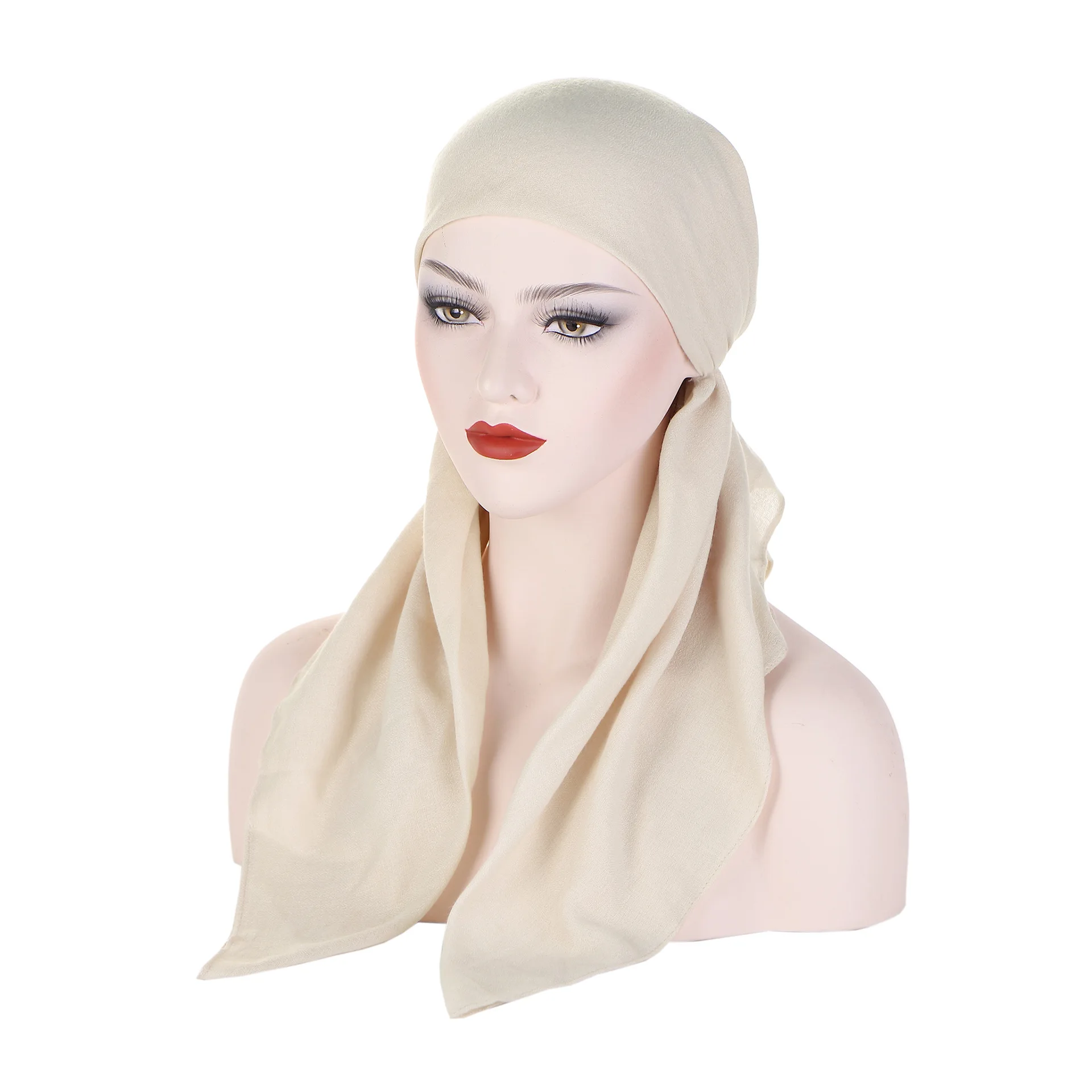 Cappello con foulard in cotone e lino Un versatile cappello a coda lunga a forma di arco per l'uso quotidiano da donna durante le quattro stagioni