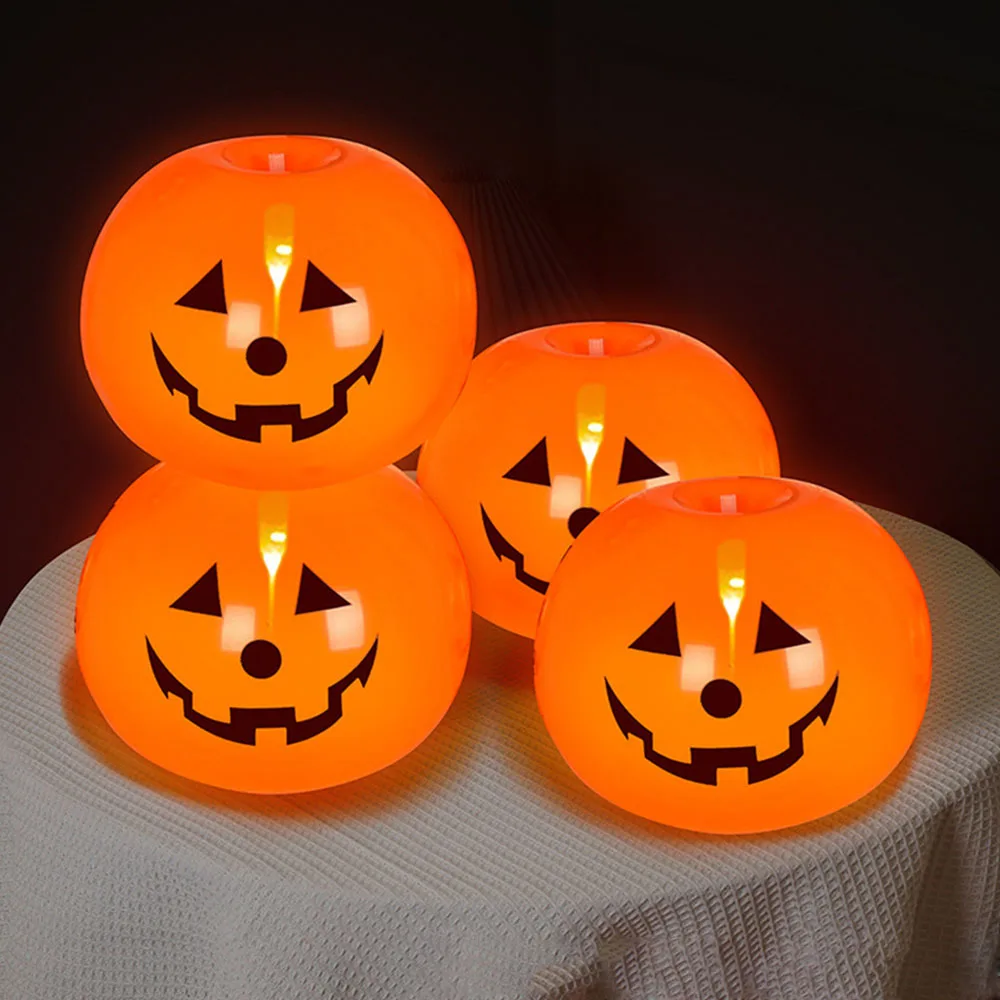 

5Pcs Halloween LED Glowing Balloons Horror Ghost Pumpkin Latex Ballon Halloween Party Decorations for Home Indoor Outdoor Kids