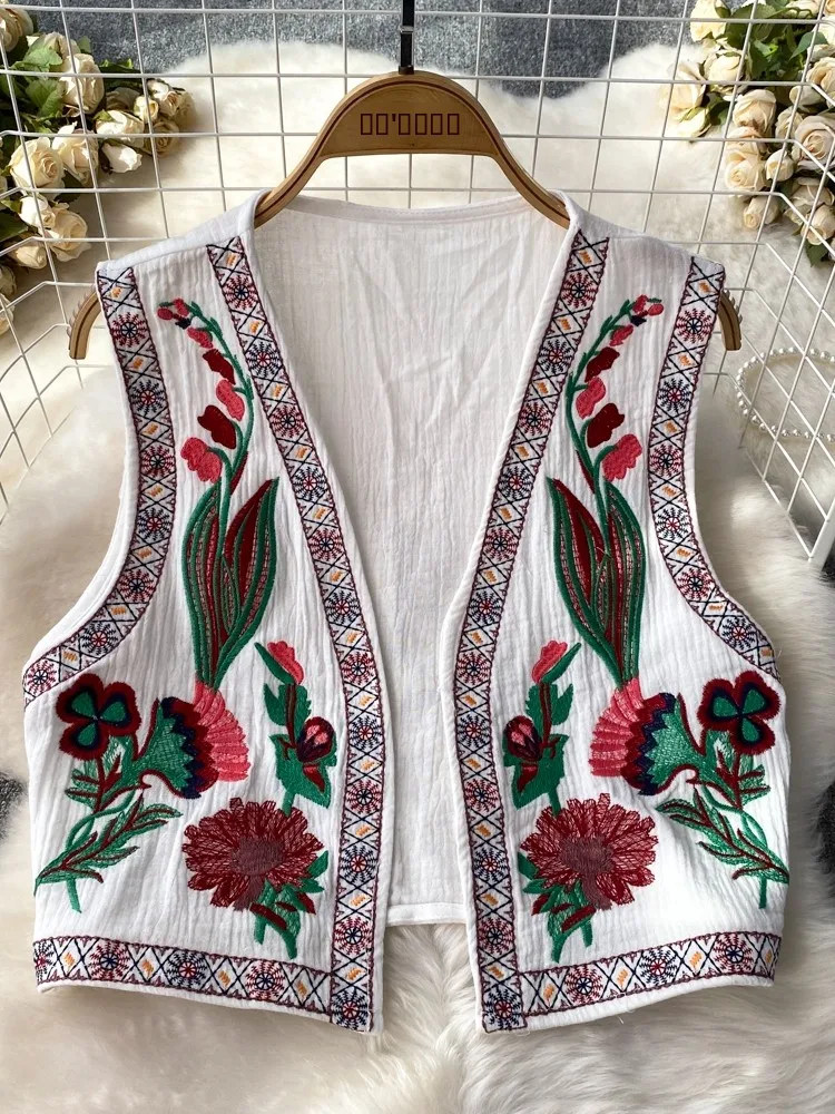 

Ретро Этнический Sle V-Ne Вышитый Джет Повседневный пляжный топ Женская верхняя одежда Удобная дышащая одежда