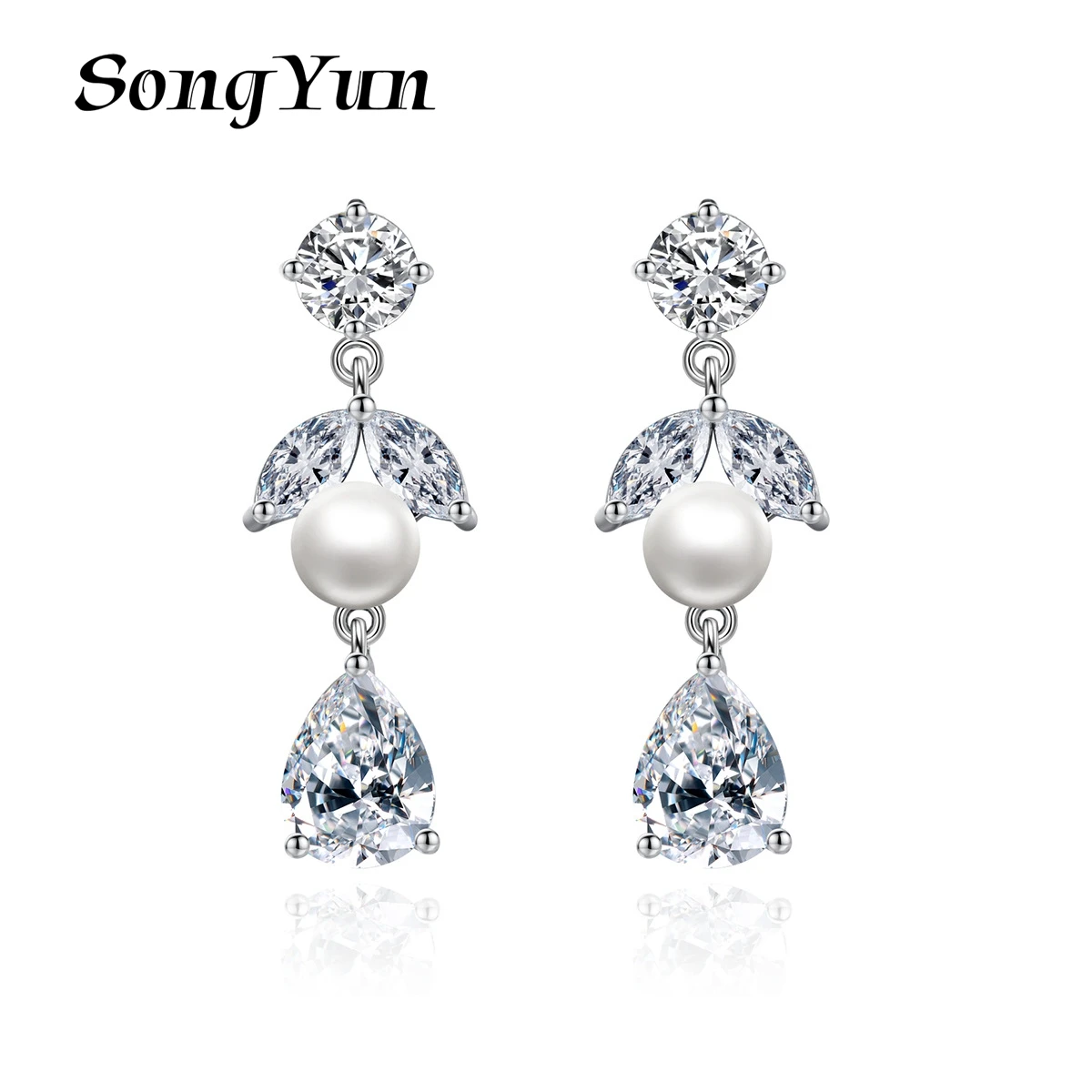 

SongYun Jewelry MHT Quality Brass Stud Earrings Dangle CZ 7A Zircon Engagement Party Timeless Women Earring Jewelry