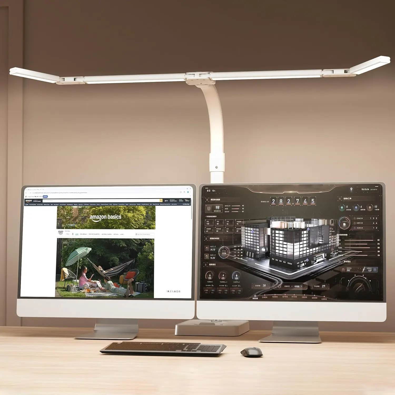 

24W Dual Head LED Desk Lamp with Clamp, 25 Modes Flexible Gooseneck