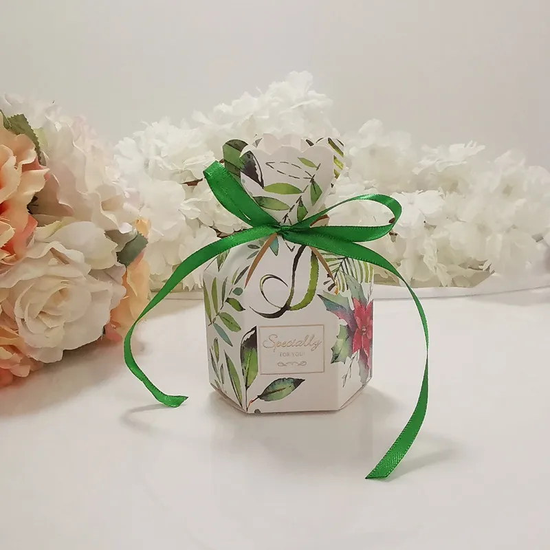 10 Stück Fischschwanz-Vase, Pralinenschachtel, Blumenmuster, Hochzeitstag, Geschenkbox, Verpackung, Box mit Band, Babyparty, Geburtstag, Party-Dekoration – Detail 27
