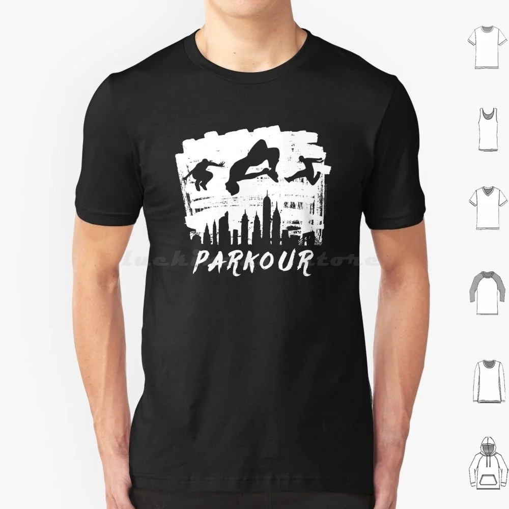 Parkour T Shirt 6xl Cotton Cool Tee Parkour Obstacles Skate Riders Back Flip Stunts Sports Street Workout Runner Lifestyle