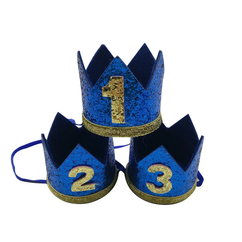 Tiara de Aniversário Azul para Bebê 1 2 3 4 5 6 Anos, Coroa de Cabelo, Acessório para Festa de Chá de Bebê, Chapéu para Menino, Decoração para Fotos
