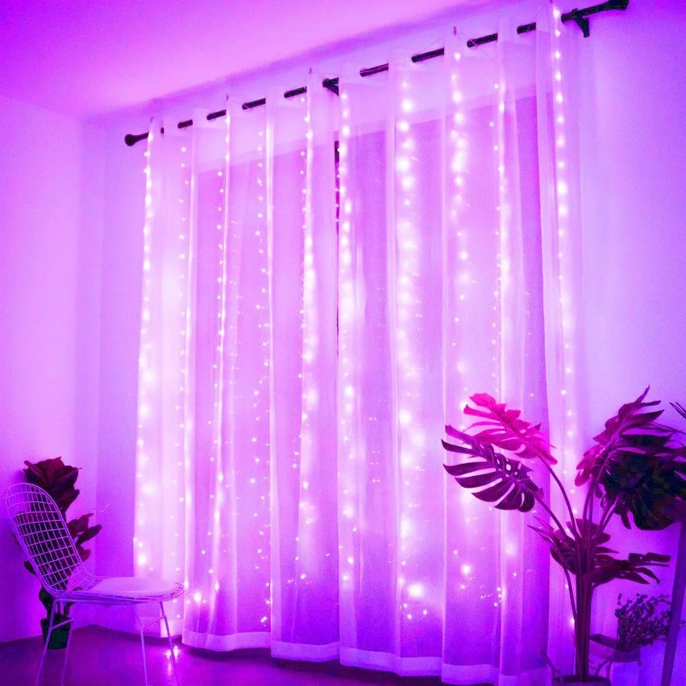 3M/4M/6M Curtain LED String Lights Christmas Decoration Remote Control Holiday Wedding Fairy Garland Lights Bedroom Outdoor Home