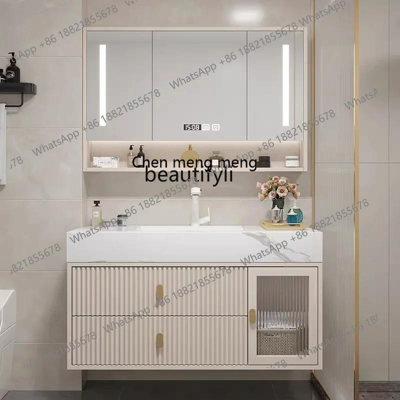 Light Luxury Solid Wood Oak Rock Board Simple Modern Bathroom Wash Hand Basin Cabinet Toilet Washstand
