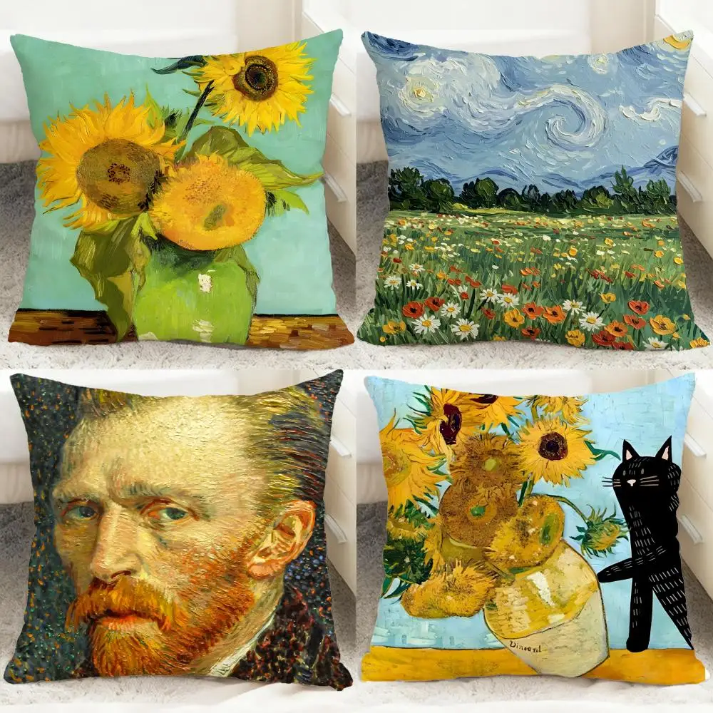POPULAR Vincent van GoghS Cushion Cover Comfortable Reversible Pillow Cover Ideal for Car Sofa Bedroom & Beyond