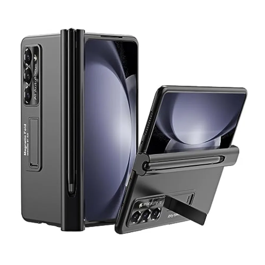 for Samsung Galaxy Z Fold 5 Case with S Pen Fold 5 Pen with Pen Holder + Lens Film + Front Screen Protector Film + Luxury Case