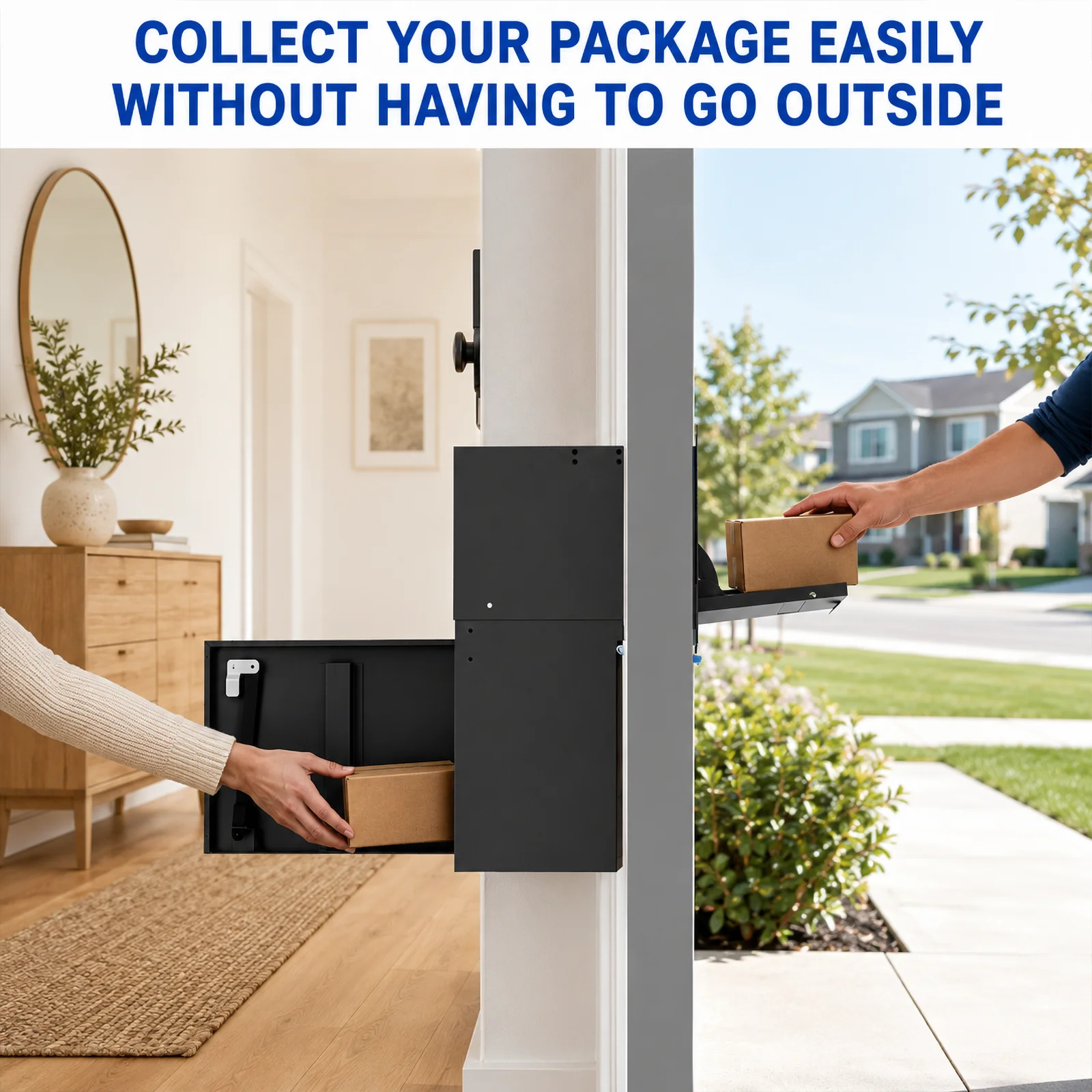 Through Wall Lockable Rustproof Parcel Delivery Box Wall Mounted Metal Package Drop Box Secure Mailbox Home Office Outdoor Post