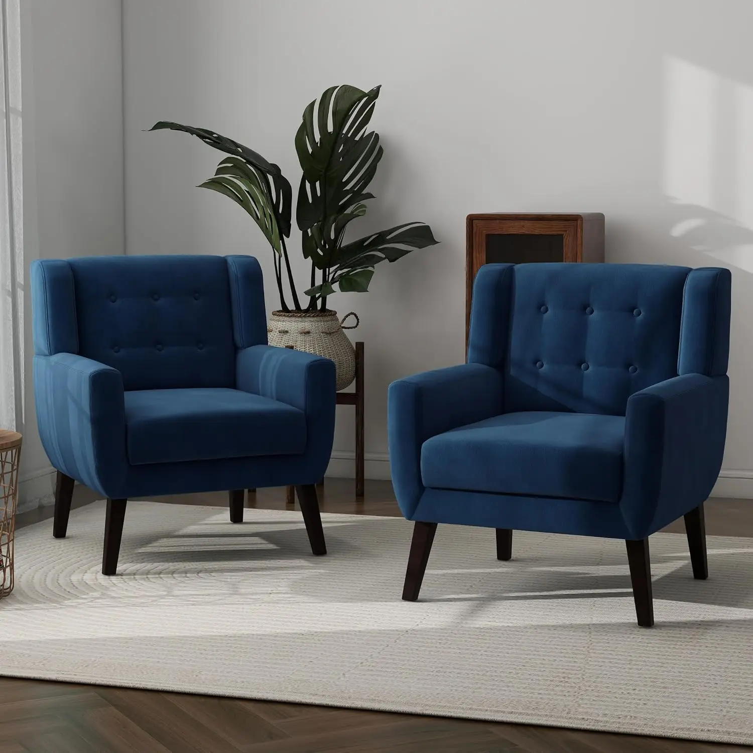 Comfy Reading Armchair Accent Chair Royal Blue Set of 2, Customized