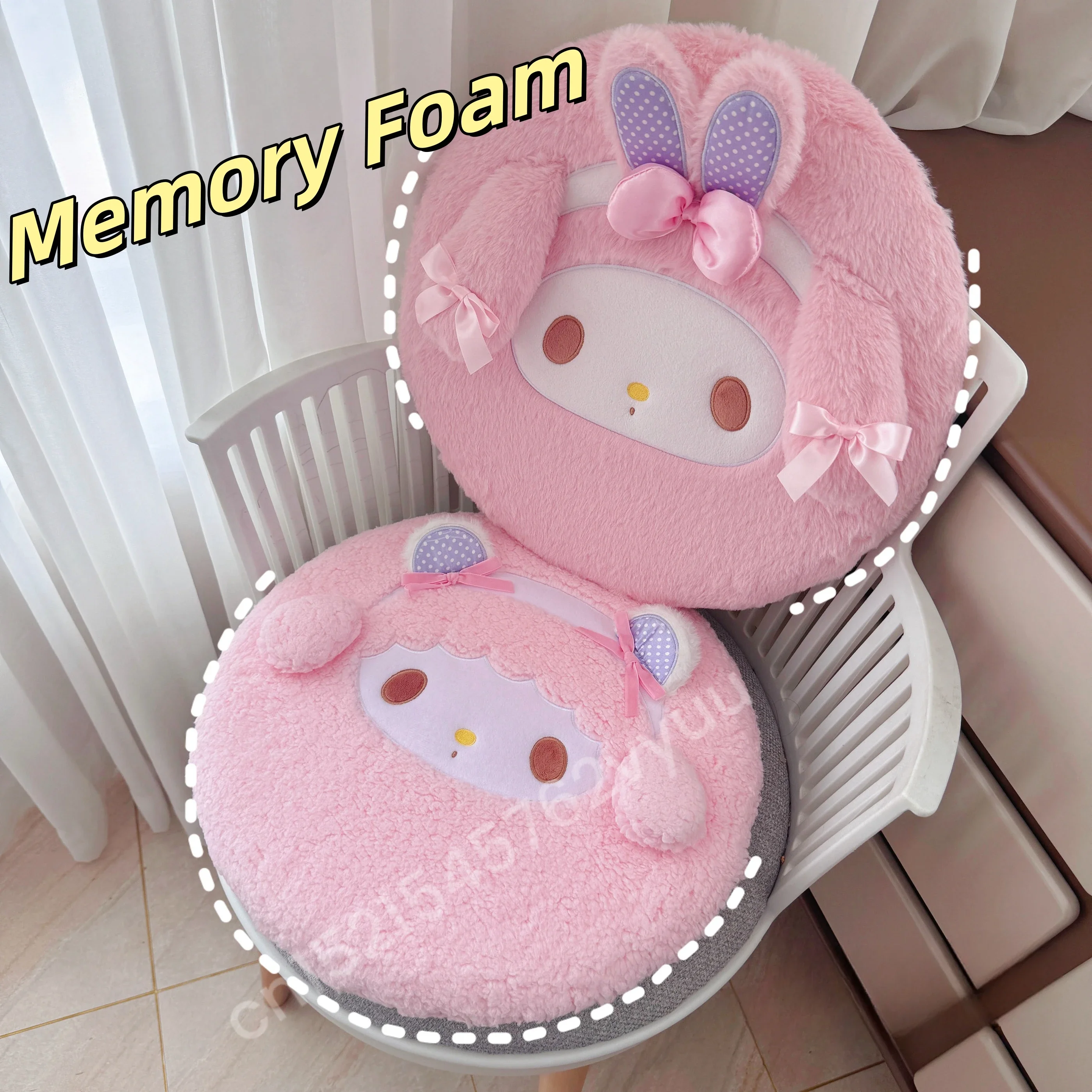 Memory Foam Sanrio Cartoon My Melody Seat Cushion Kawaii Japanese Style Sitting Cushion Chair Back Cushion Non-slip Girl