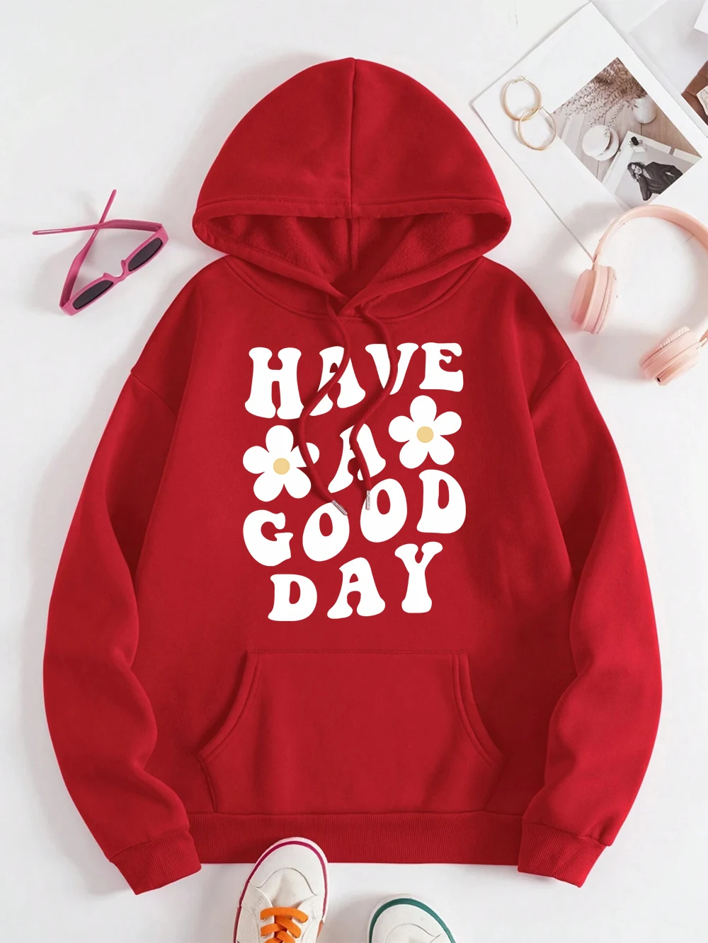 Have A Good Day Letter Graphic Print Men Women Hoodies Cute O-Neck Hoodie Pattern Fleece Sweatshirt Street Hip Hop Couple Hoody