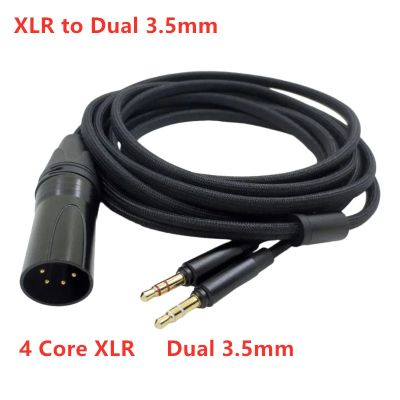 4 Core XLR to Dual 3.5mm Stereo Audio Cable 1/8 Inch Jack To XLR Male Y Splitter Adapter Cord for Laptop PC Smartphone Speaker