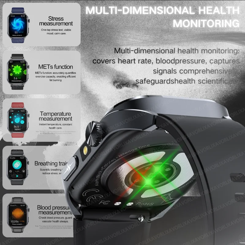 2026 New Accurate Diagnosis Smart Watch Body Fat ECG Blood oxygen BP Health Sport HD AMOLED Screen Call Smart Watches man woman