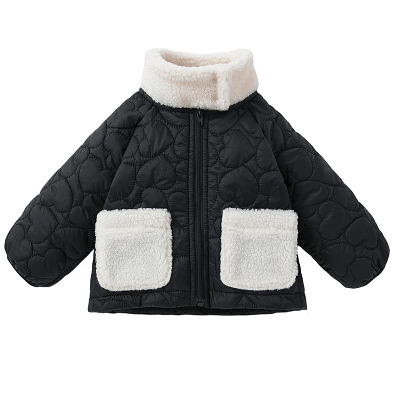 Winter Newborn Girls Clothes Korean Casual Fashion Black Warm Thick Kids Coat Toddler Fleece Jackets Baby Luxury Clothing BC1667