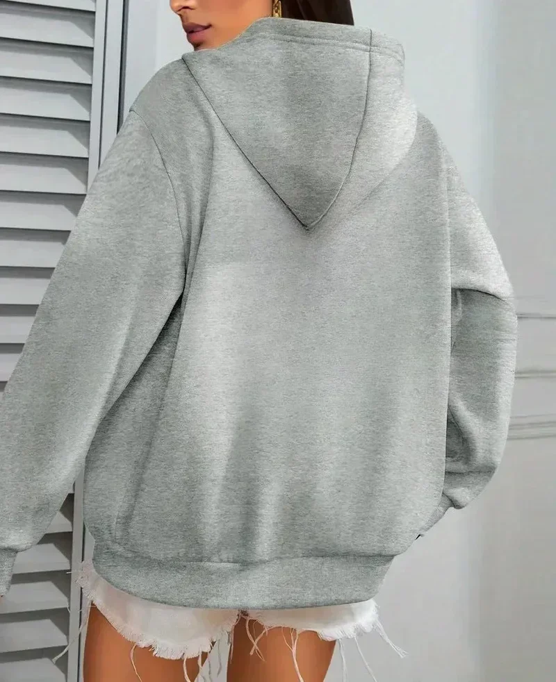 Wing Print Damen Zipper Hoodies Baumwoll-Fleece-Jacke Kapuzenpullover Sweatshirt Pullover Herbst Winter Oversize Lockerer Mantel Oberteil Casual – Detail 9