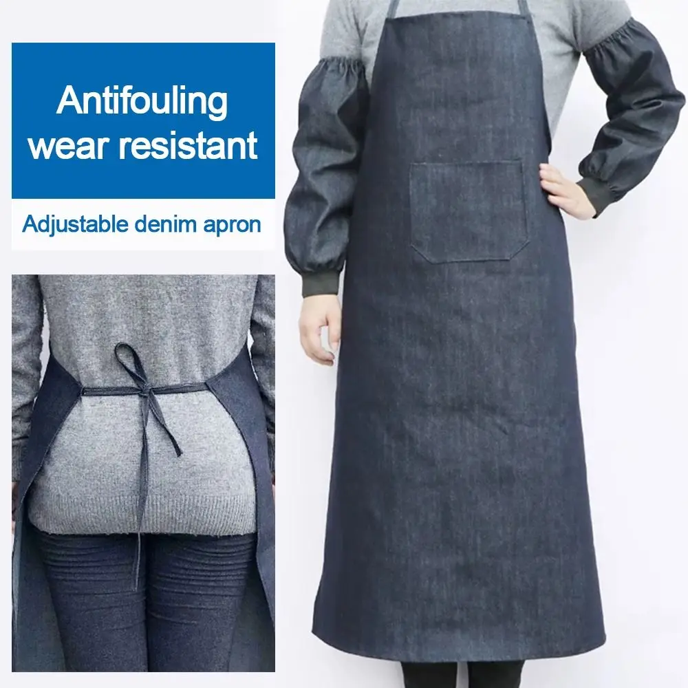Fashion Unisex Cowboy Apron Wear-resistant With 1 Pockets Kitchen Apron Thickened Work Apron