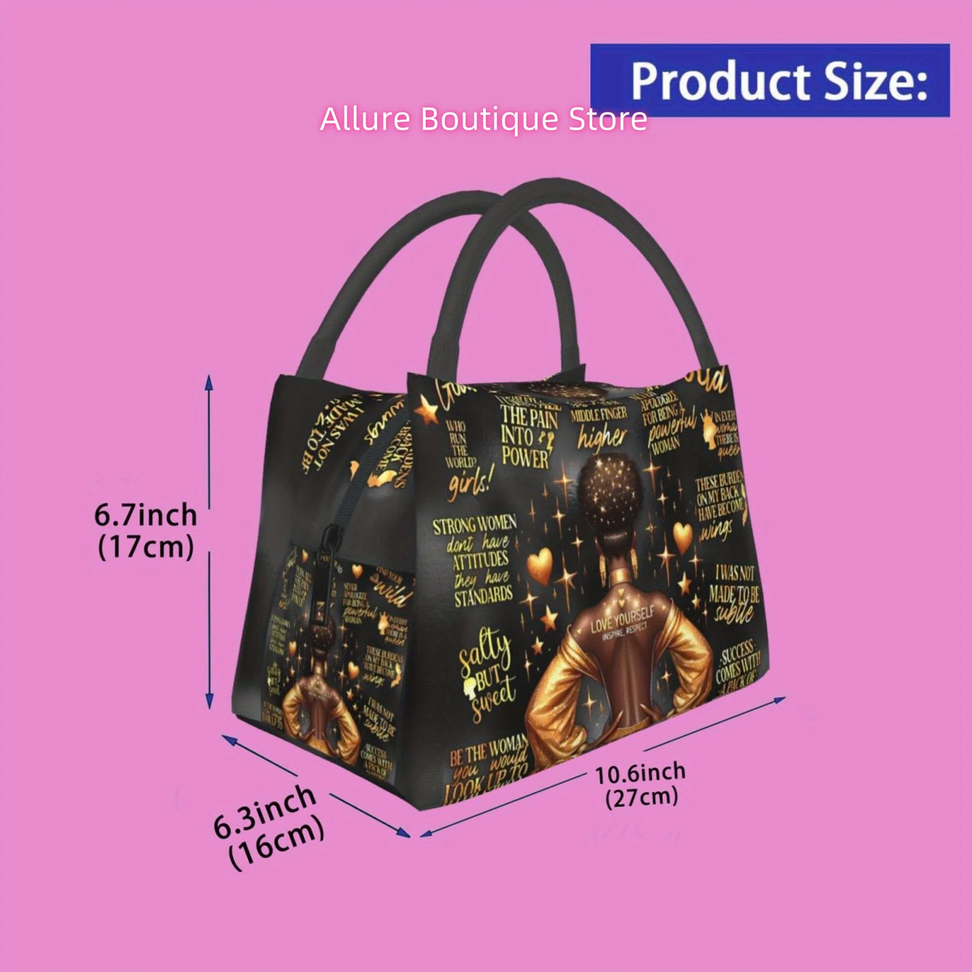 1pc Merry Christmas, Black Man Standing Back Pattern, Portable Reusable Cooler Bag, Cooler Bag, Insulated Lunch Bag for Camping
