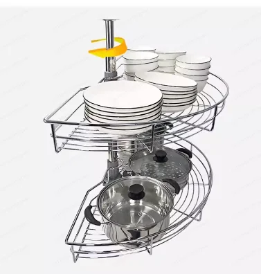 

Угловая корзина для шкафа, вращающаяся на 180 градусов кухонная корзина, двухслойная полка для хранения из нержавеющей стали