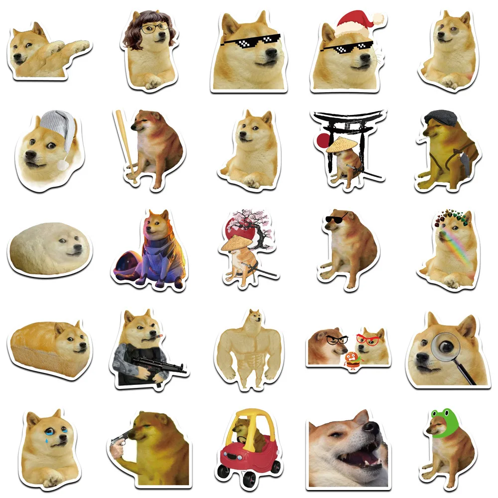 50PCS Funny Dog Buff Doge Stickers Decals Kids Toys Laptop Phone Motorcycle Luggage Car Fridge Guitar Bike Waterproof Sticker