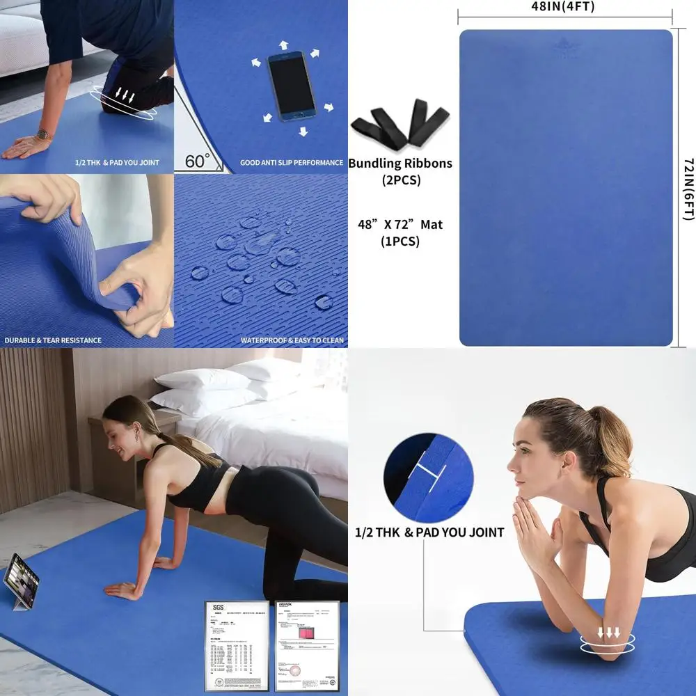 

Extra Thick 6'x4' Yoga Mat - Non-Slip, Perfect for Yoga, Pilates, and Home Fitness