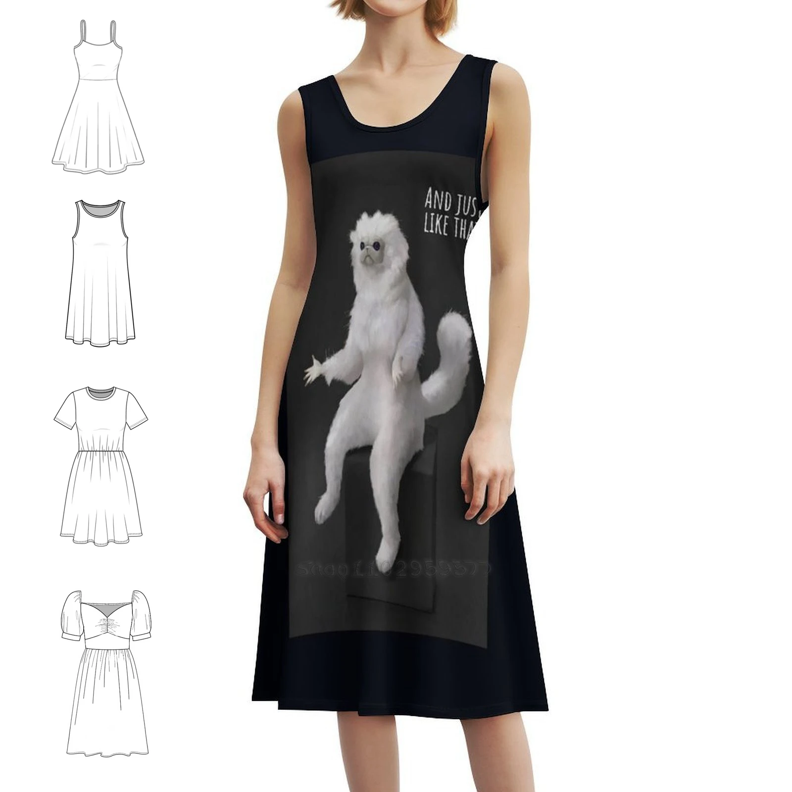 Weekend Gone-Meme ( Part A ) Women's Elegant Party Dress A-Line Dress With Short/Long/Sleeveless Options Meme Memes Weekend