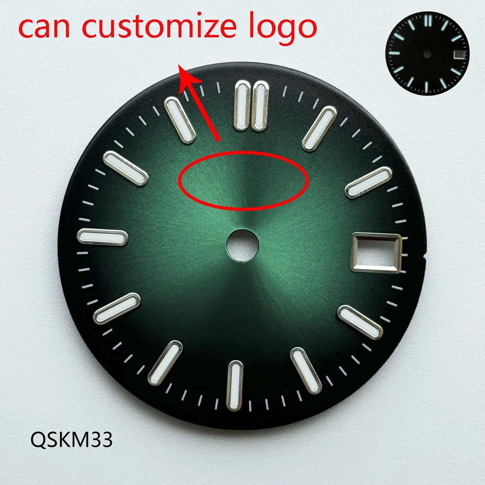 28.5mm nh35 dial luminoso azul preto gradiente sunburst dial para nh35 movimento mecânico automático watchmods pode personalizar logotipo