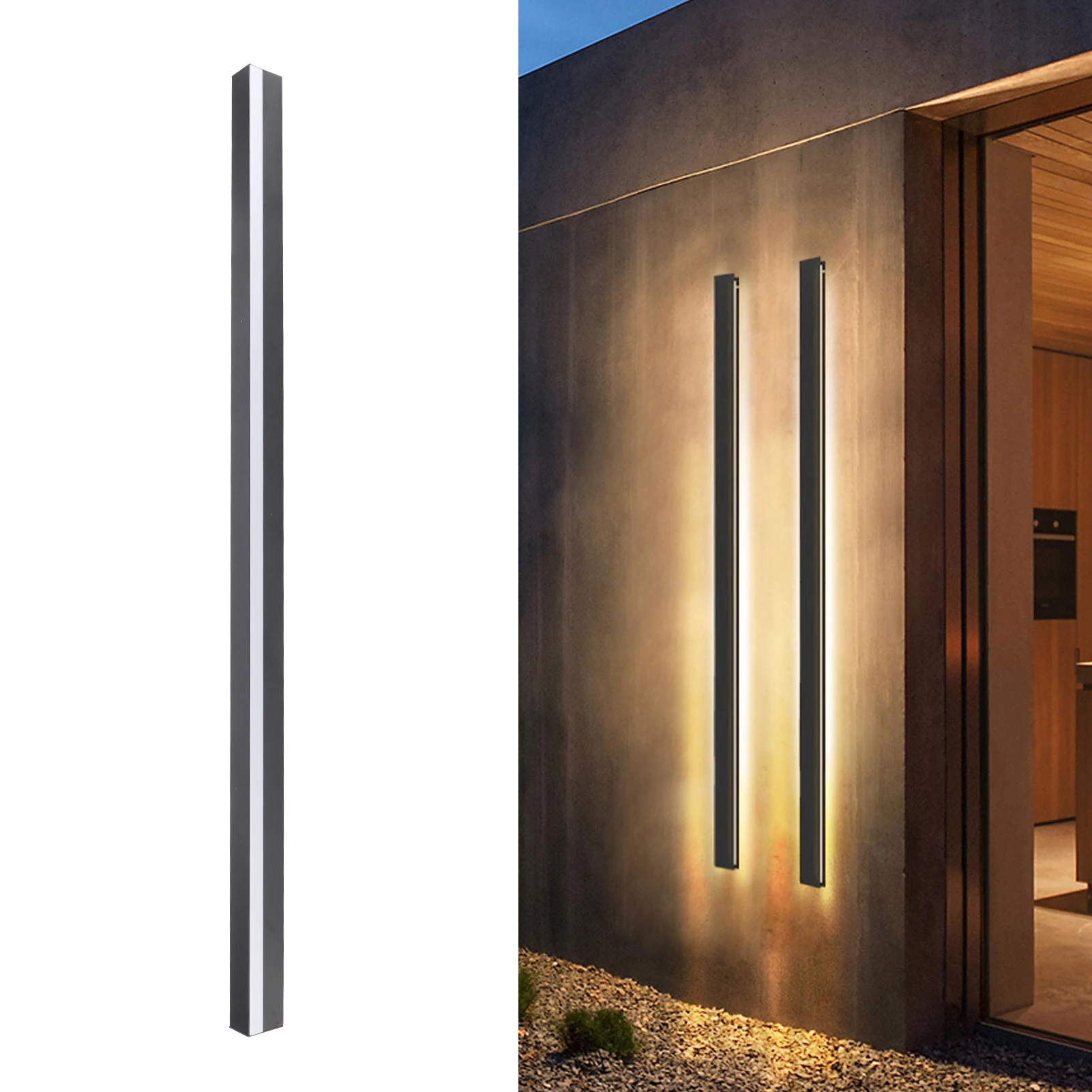 ZK40 Modern LED Wall Light IP43 Waterproof Garden Strip Wall Lamp for Courtyard Passage 85‑265V 80 cm/31,5 pouces