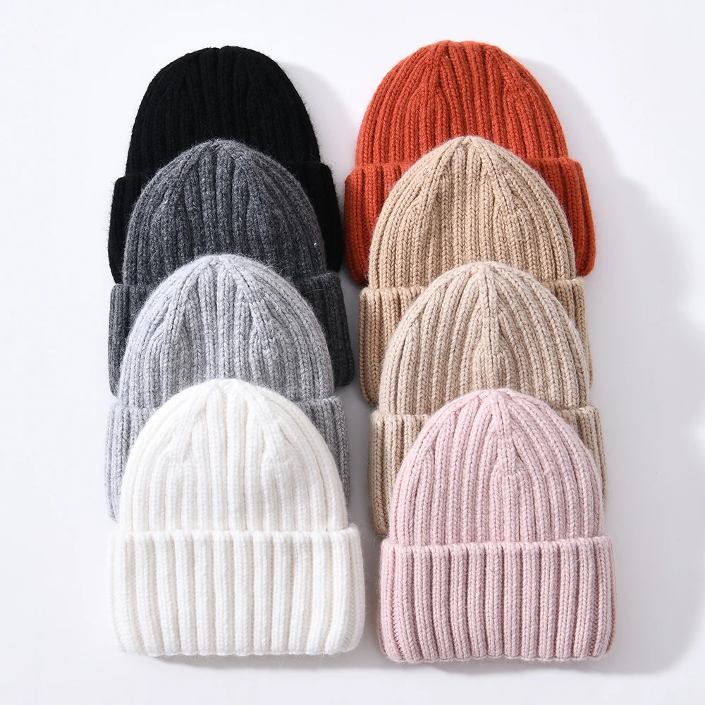 Jaxmonoy Winter Hats For Kids Thicken Cashmere Satin Bonnet Boy Autumn Warm Hat Girl Solid Color Casual Beanie Cap New Arrival