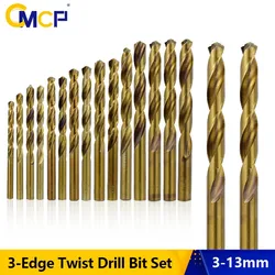 CMCP M42 Twist Drill Bit Set 3 Edge Head 8% High Cobalt Drill Bit for Stainless Steel Wood Metal Drilling HSS Hole Drill