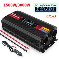 1500W Continuous Power Car inverter DC12V AC220V 230V LCD Display EU Socket 50Hz Peak Power 3000W Inversor