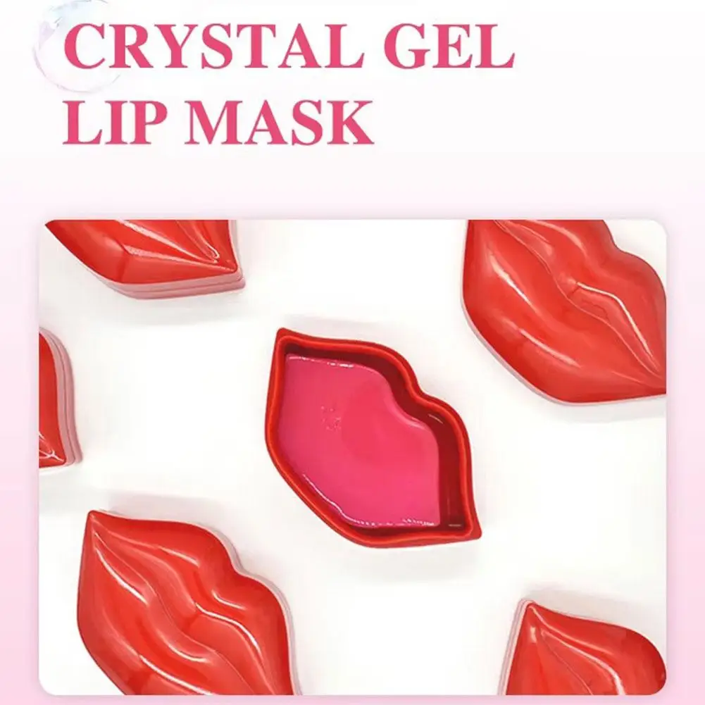 Máscara labial de colágeno reduz linhas labiais, hidrata e hidrata a área dos lábios e é uma máscara labial de gelatina de hidrogel rosa e macia