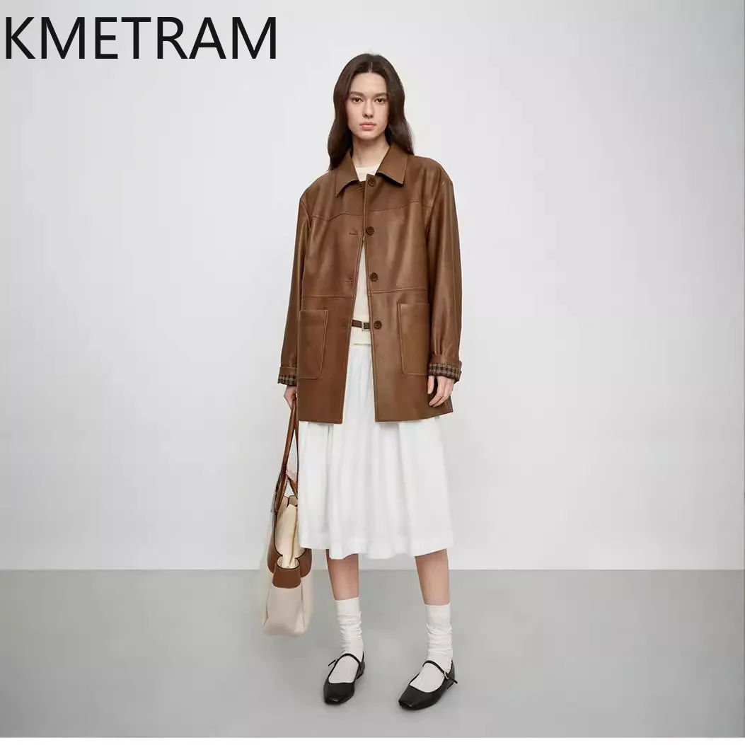 Kurtka damska ze 100% skóry owczej Najwyższej jakości Kurtki damskie ze skóry naturalnej średniej długości Nowość w odzieży wierzchniej Jesienne ubrania 2025 Chaquetas