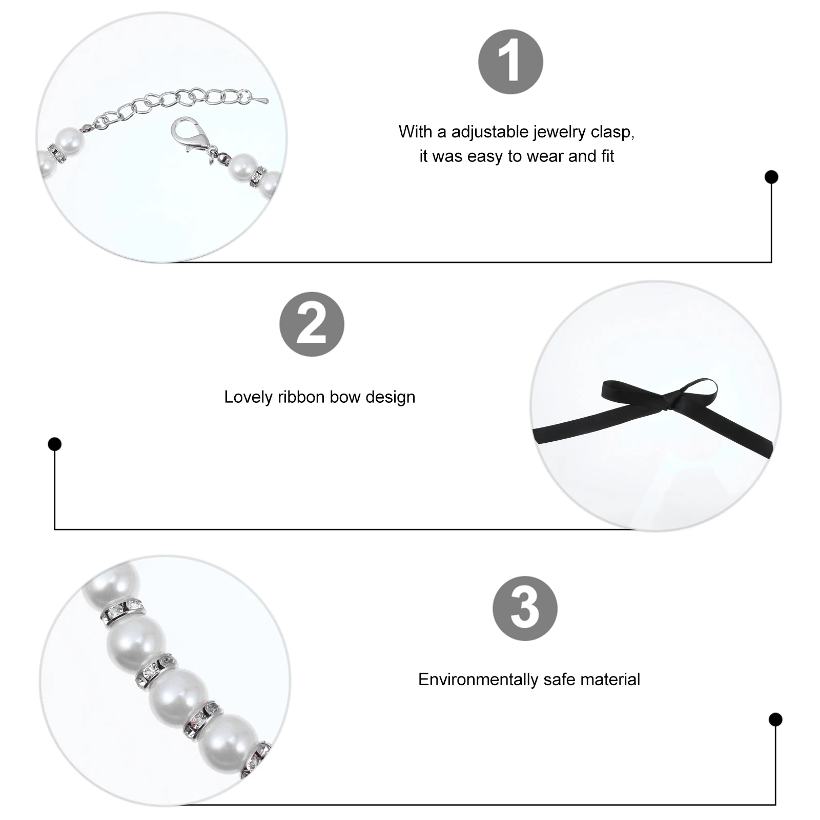 

1Set Pet Pearls Collar Adjustable Clasp Imitation Bow Dog Cat Jewelry Necklace Wedding Birthday Party Supplies