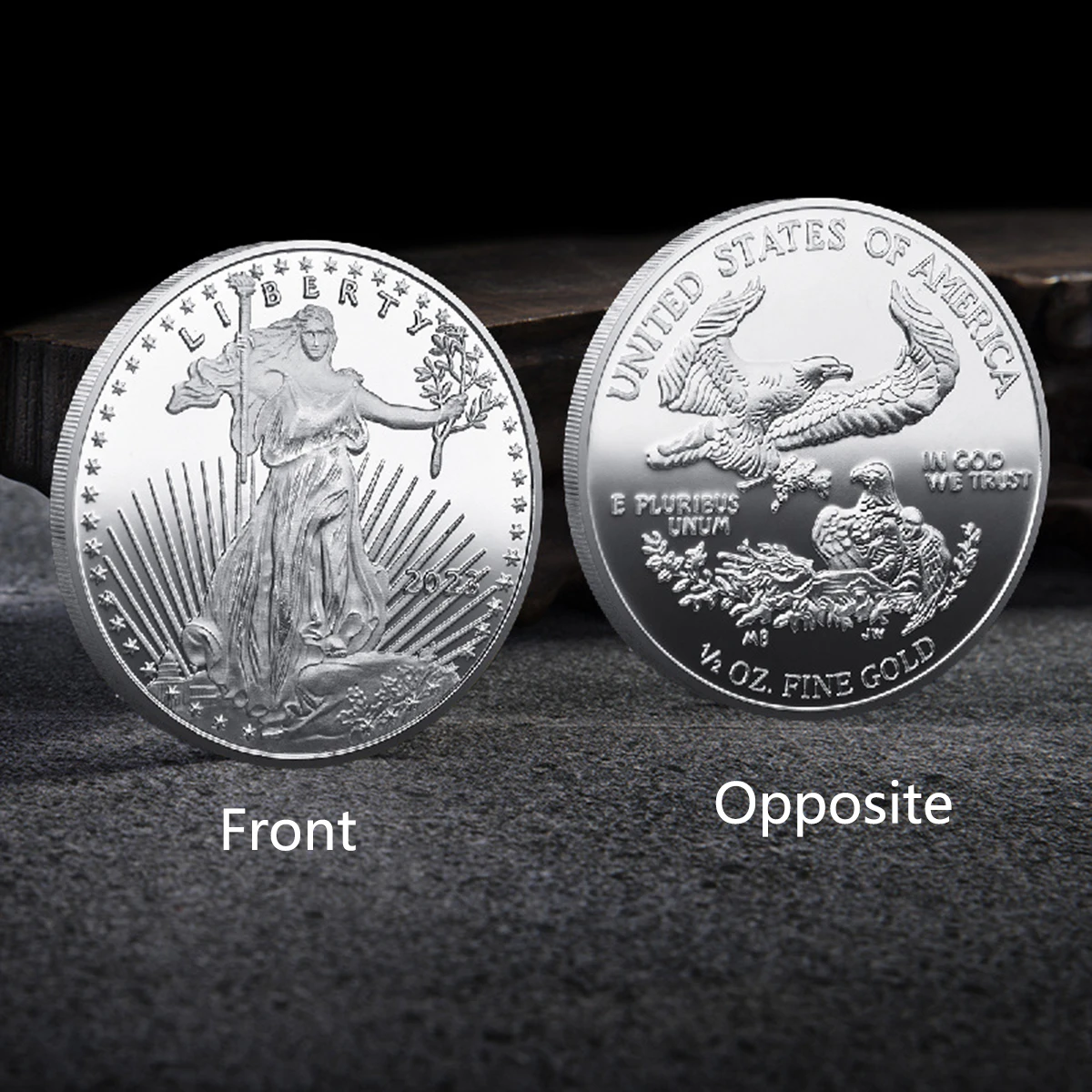 عملة مطلية بالذهب ، عملة طبق الأصل ، هدايا تذكارية وهدايا ، لعبة تذكارية ، المشي والحرية ، R ، 1 أونصة #4