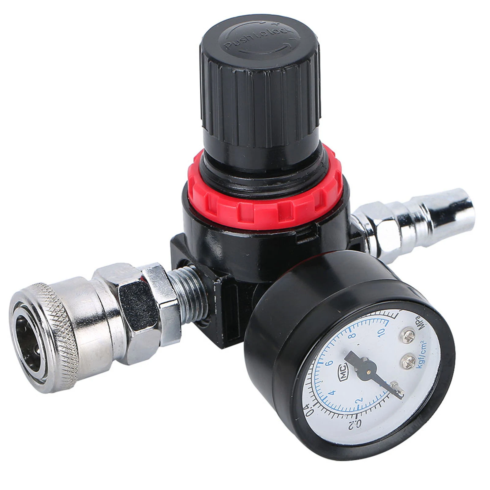 

1/4" Air Pressure Gauge Regulator Valve with Male Female Connectors for Spray Gun High Efficiency Good Sealing