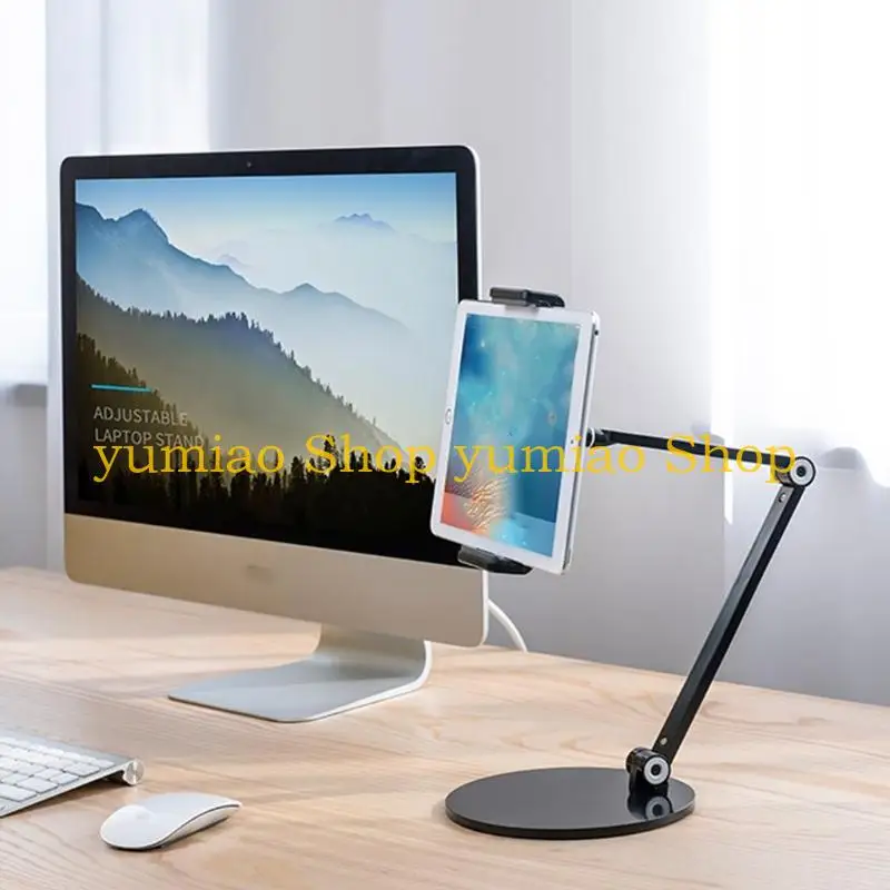 587B Adjustable Tablets Mount Stand Phone Clamp Mount For Desk Aluminum Construction With 3 Axises Tilts For Phones And E