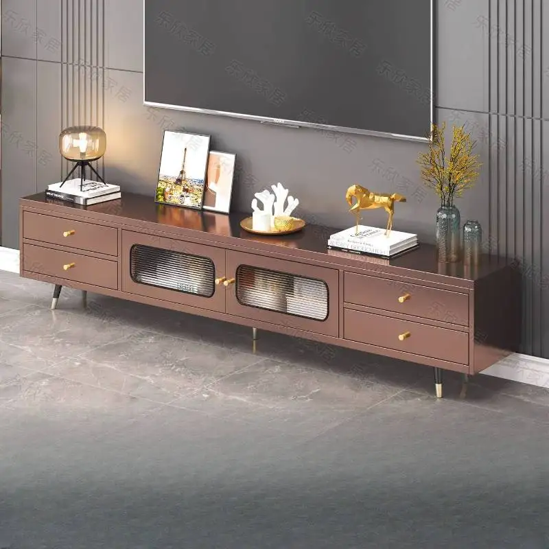 

Glass Wood Luxury Tv Cabinet Drawers Brown Art Apartment Storage Tv Cabinet Nordic Vintage Szafka Pod Telewizor Furniture