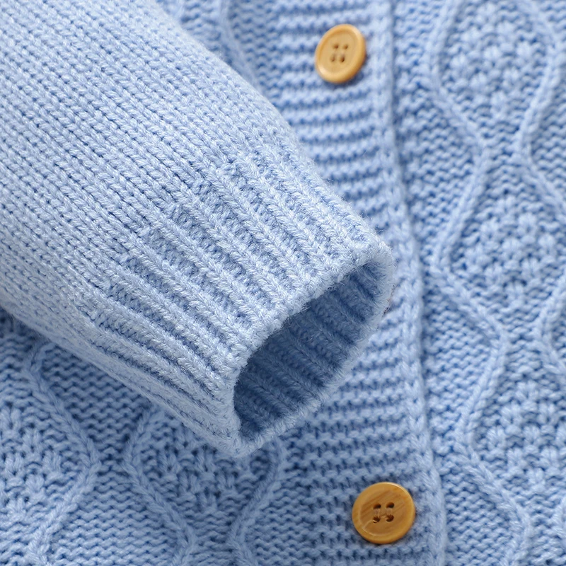 Blue Baby Rompers Knit Fashion Turtle Neck Long Sleeve Newborn Boys Jumpsuits Outfits One Piece Toddler Playsuits 0-18m Clothing