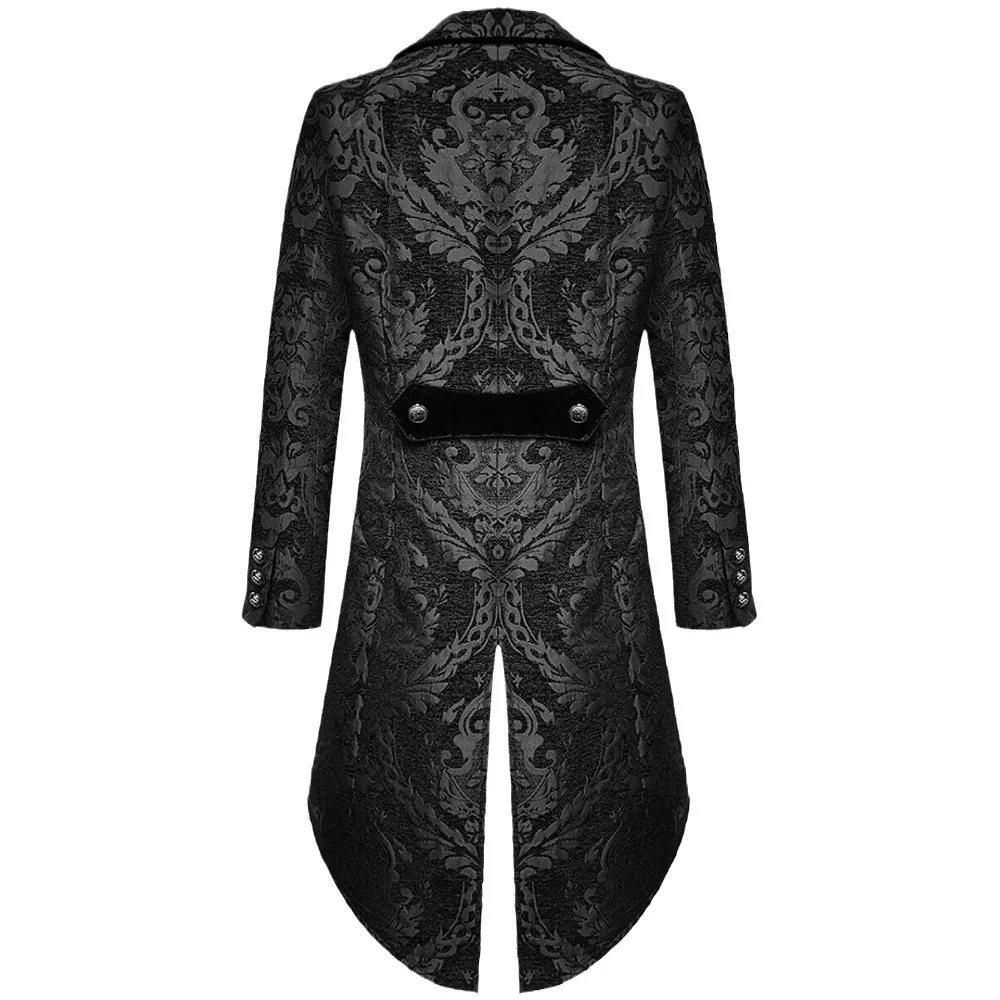 New Gothic Sle Medeival Retro St Punk Tail Coat Medium Length Embroidered T Women's Faion Autumn Polyester
