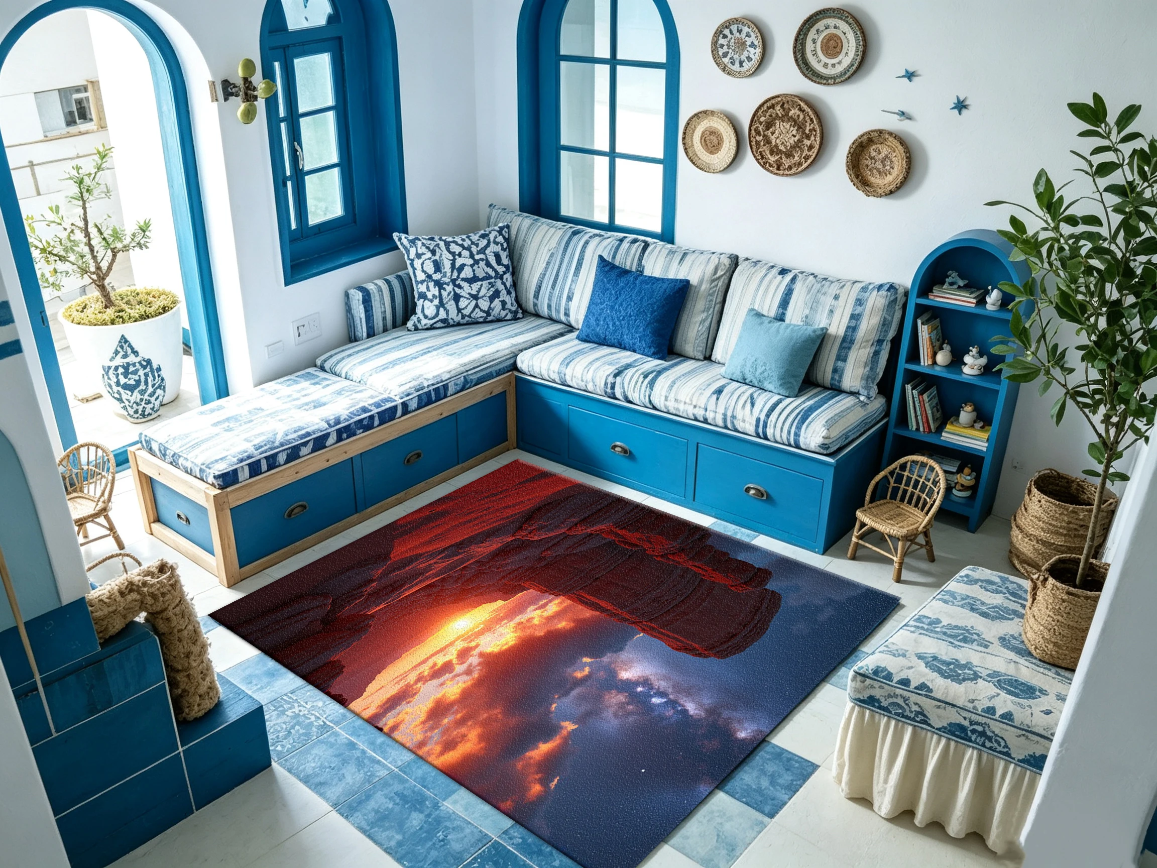 Desert Rock Arch Starry Sky Carpet Floor Sunset Landscape Floor Mat Art Home Interior Decoration