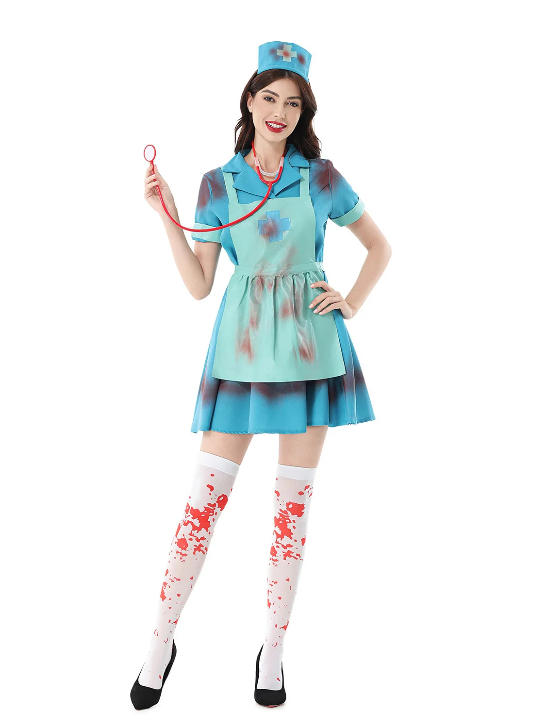 

Sexy Doctor Nurse Costume Bloodstained Horror Dress Performance Halloween Dress Chinese Production Ladies Fashion Stage Costume