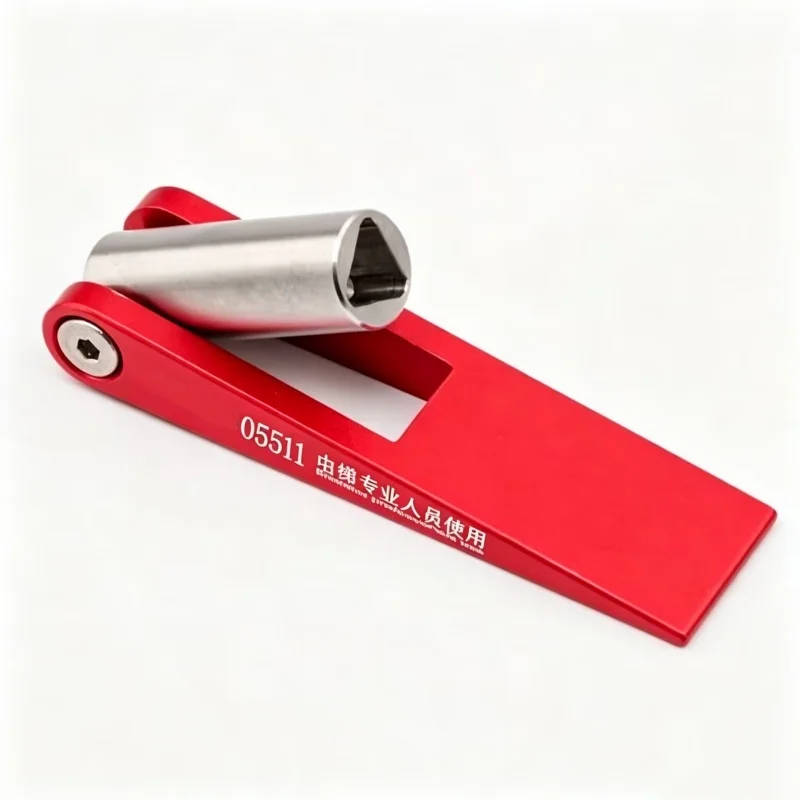 3-in-1 Elevator Triangle Key Multifunctional Tool Stainless Steel Triangle Wrench Elevator Door Stopper Scale Feeler Gauge Lift
