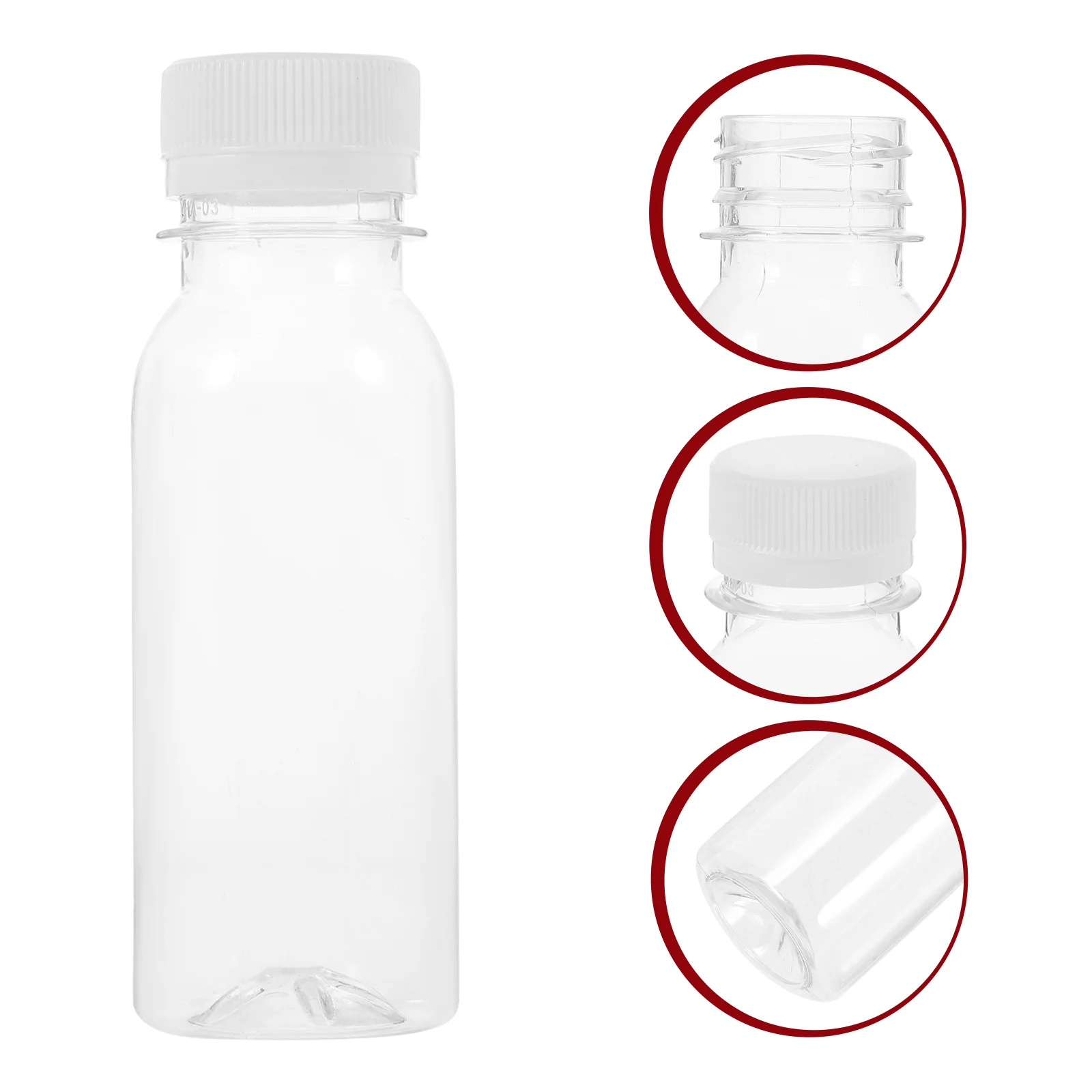 Bouteille de pigment en plastique transparent avec bouchons, conteneur de jus, lait, boisson, shot, pot d'eau claire, 100ml, 5 pièces