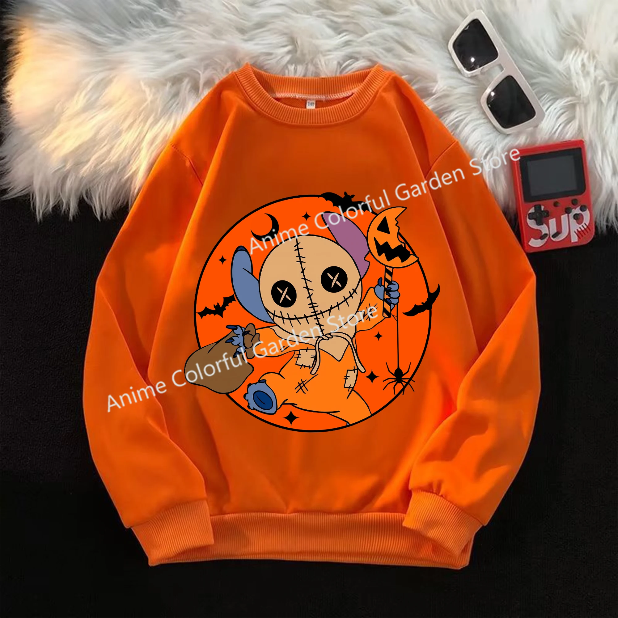 Disney Stitch Halloween Sweater for Children Anime Cartoon Fashion Cute Hoodies Boys Girls Autumn Long Sleeved Tops Kids Clothes