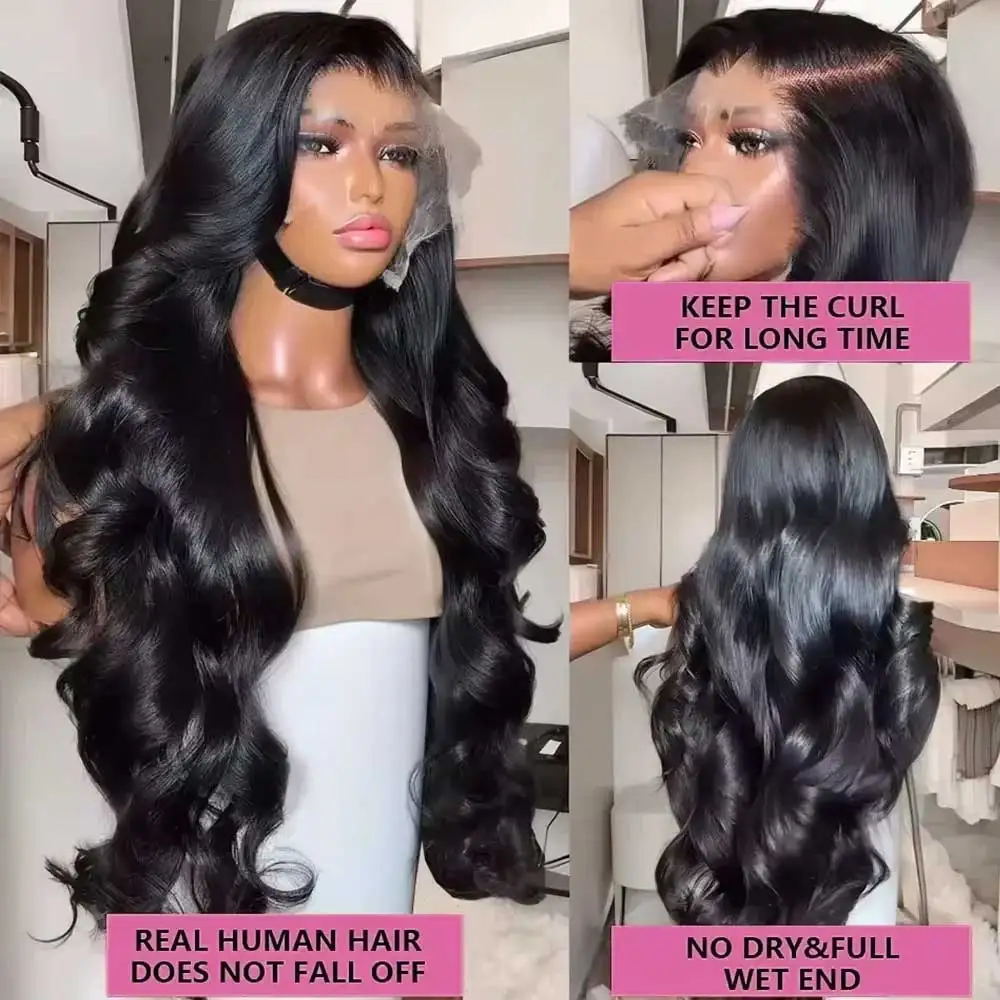 40 42 Inch Gluless Body Wave Human Hair Wigs Wear And Go 13x4 13x6 HD Lace Frontal Wigs Remy Curly Lace Front Human Hair Wigs image 3